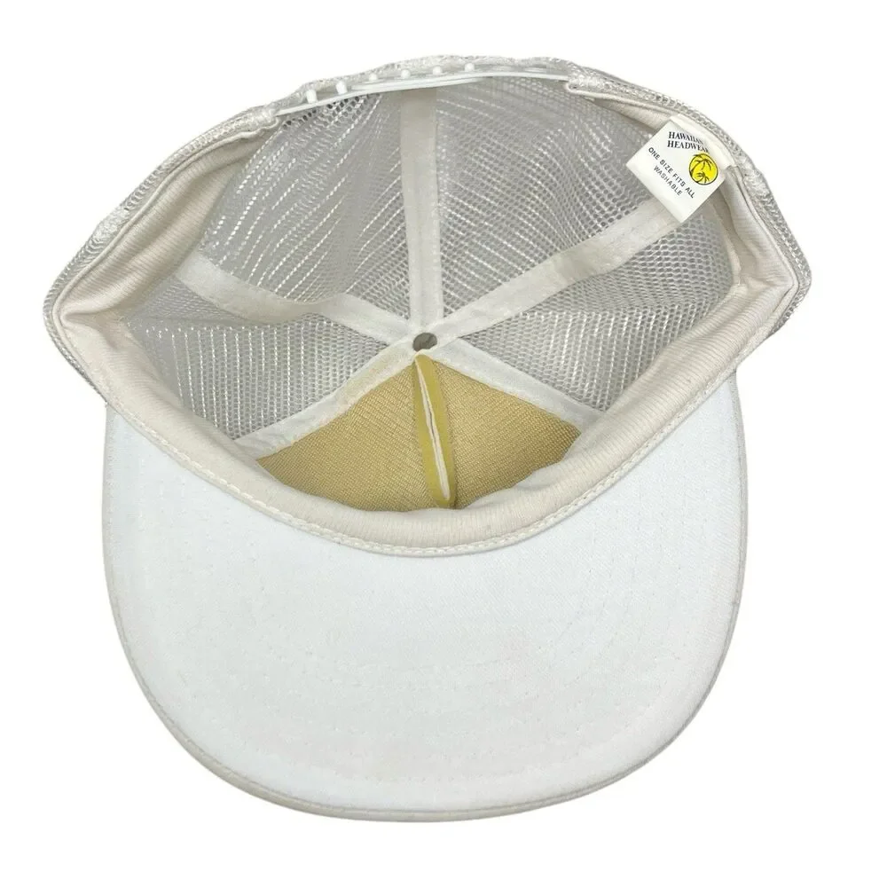 Vintage Hawaii Trucker Hat White‎ Mesh Snapback Beach Surf Tropical Y2K Cap